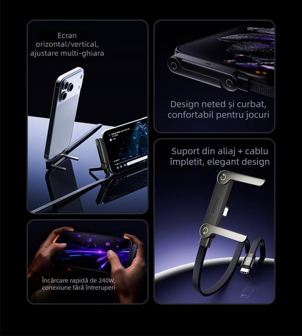 CABLU INTELIGENT 2-ÎN-1: ÎNCĂRCARE RAPIDĂ ȘI SUPORT INVIZIBIL PENTRU TELEFON